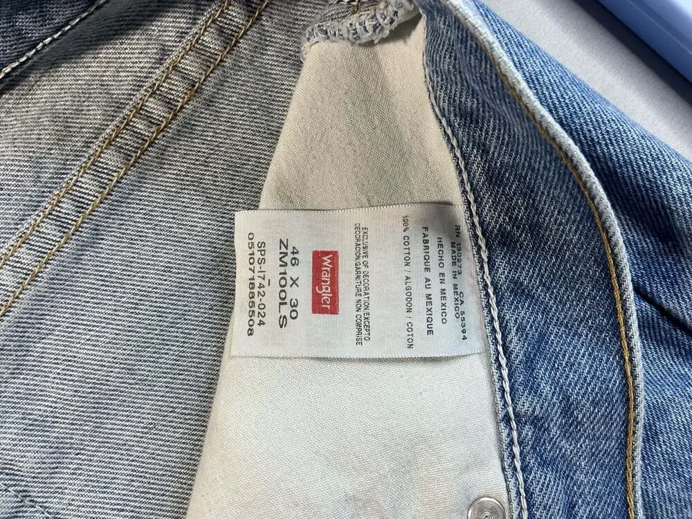 Wrangler Mens Stretch Straight Leg Regular Fit Blue Denim Jeans Size 40X30